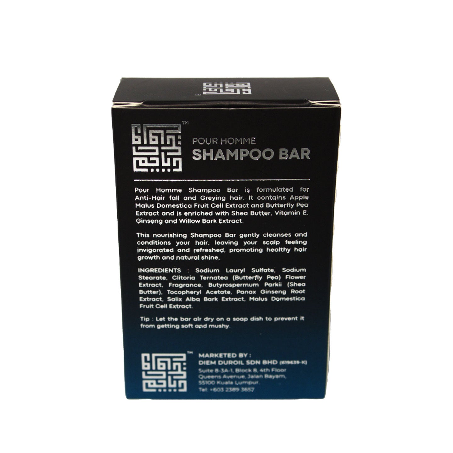 Pour Homme Shampoo Bar with Apple Stem Cell Extract for Nourished Hair Growth